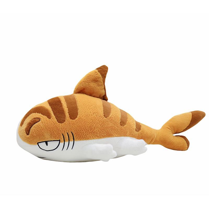 상어 애착 인형 모찌 촉감 거대 플러시 안고자는 롱쿠션 라지 오렌지 샤크 캣 150cm - 상품 이미지