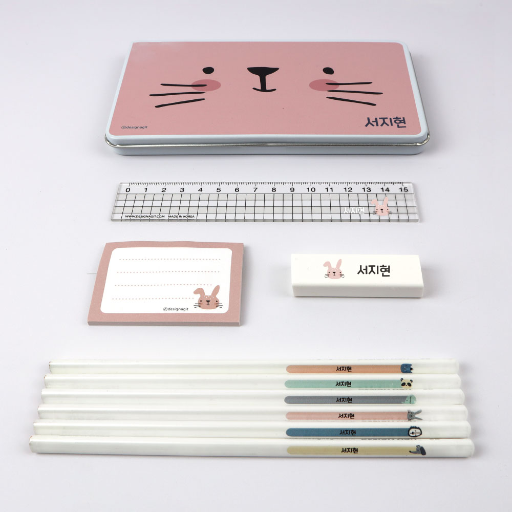 주문제작 문구 세트 해피프렌즈C 학용품 초등 신학기 학생 준비물 입학 선물 토끼 한글24 제품 이미지