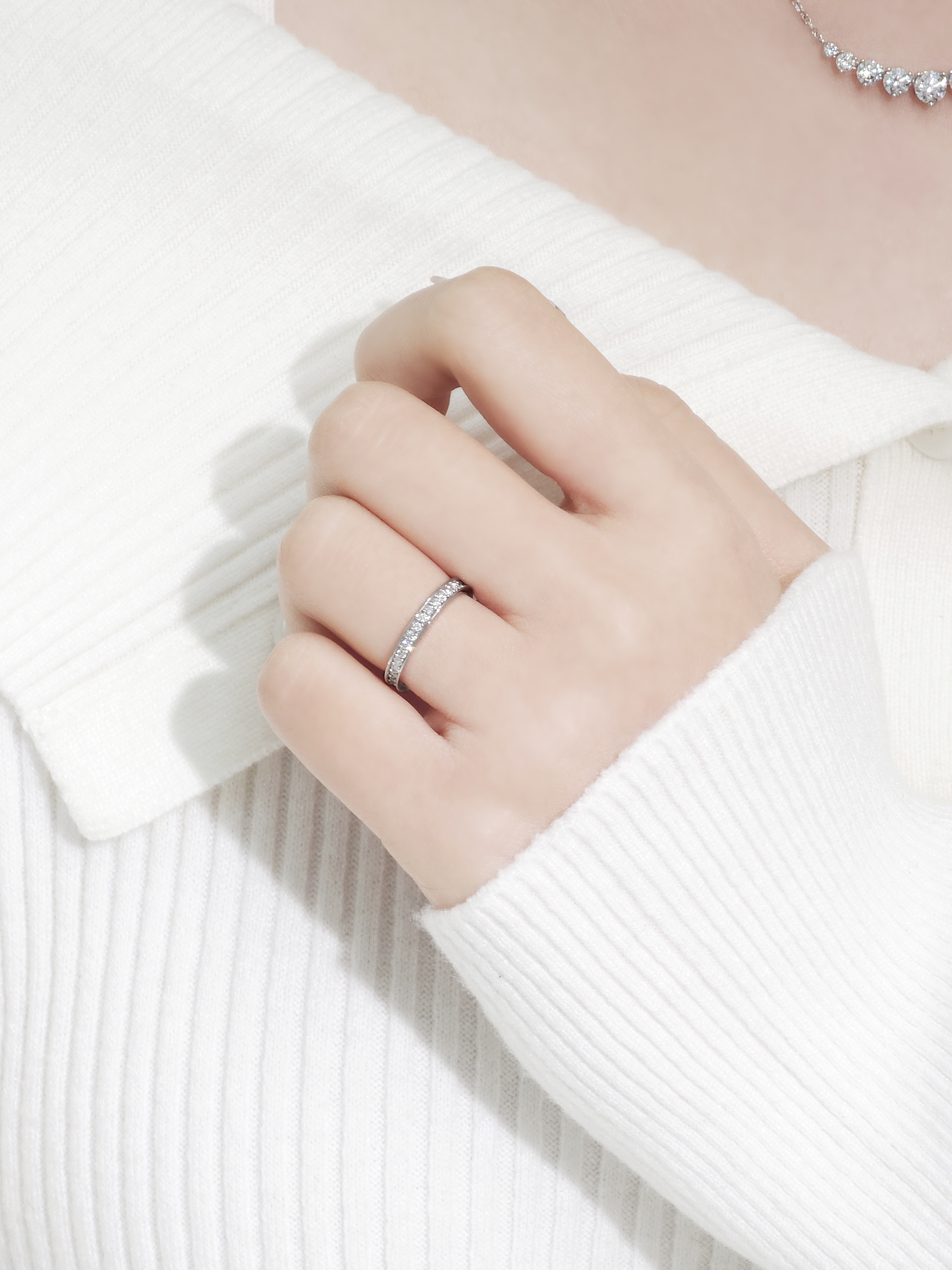 백금 랩다이아 가드링 채널세팅 반지 1.5mm 랩다이아몬드 플래티넘 PT950 이미지 6