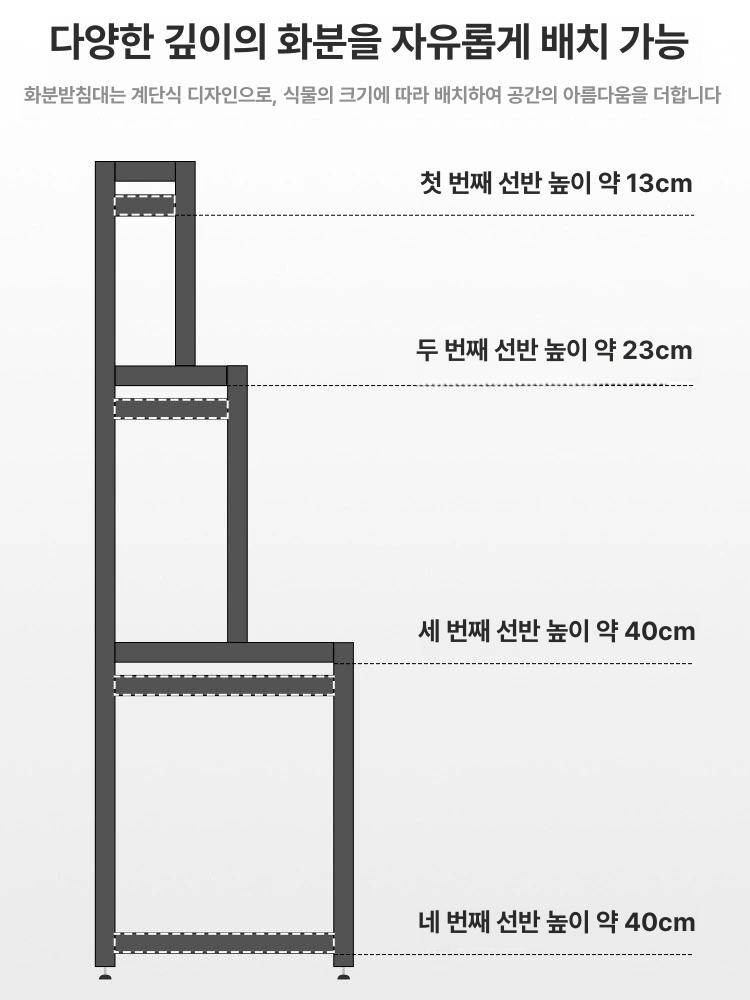 화분 진열대 플랜트 스탠드 꽃집 원형 화분선반 선반 트리플 칸 80cm - 상세 이미지 4