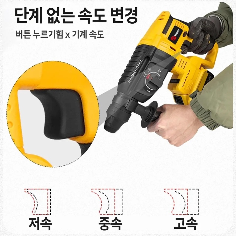 무선 뿌레카 파괴함마 충전 해머드릴 배터리 2개 풀세트 함마드릴 1개 - 상세 이미지 4
