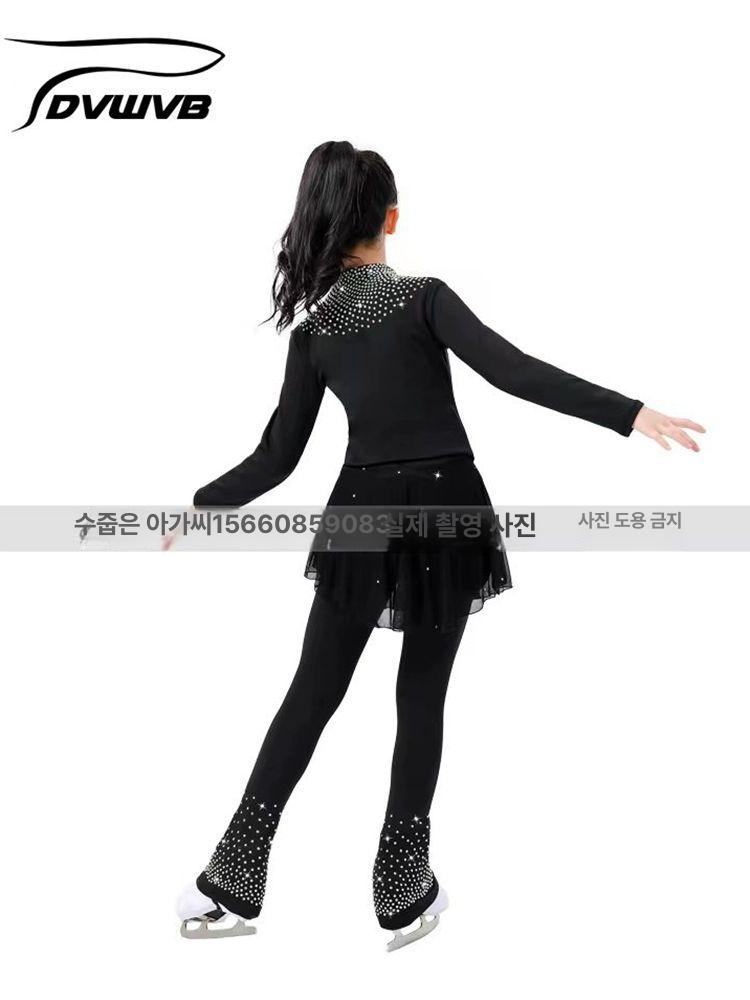 피겨 체조복 피겨드레스 무대 웨어 리듬체조복 피겨복 라이트퍼플 여름 미니 스커트 세트 xs - 상세 이미지 4