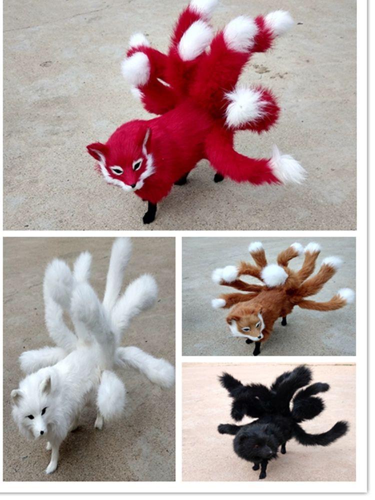 인형 동물 플러시 구미호 여우 모형 소품 책상 장식 작은 누운 여우 화이트 18cm 7.5cm B - 상세 이미지 2