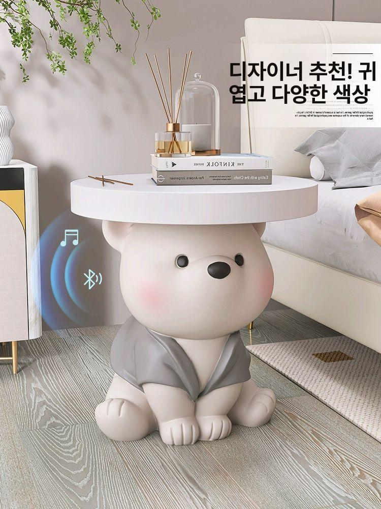 사이드 세라믹 탁자 카페 스타일 선반 장식 거실 협탁 귀여운 곰 그레이 - 상세 이미지 2