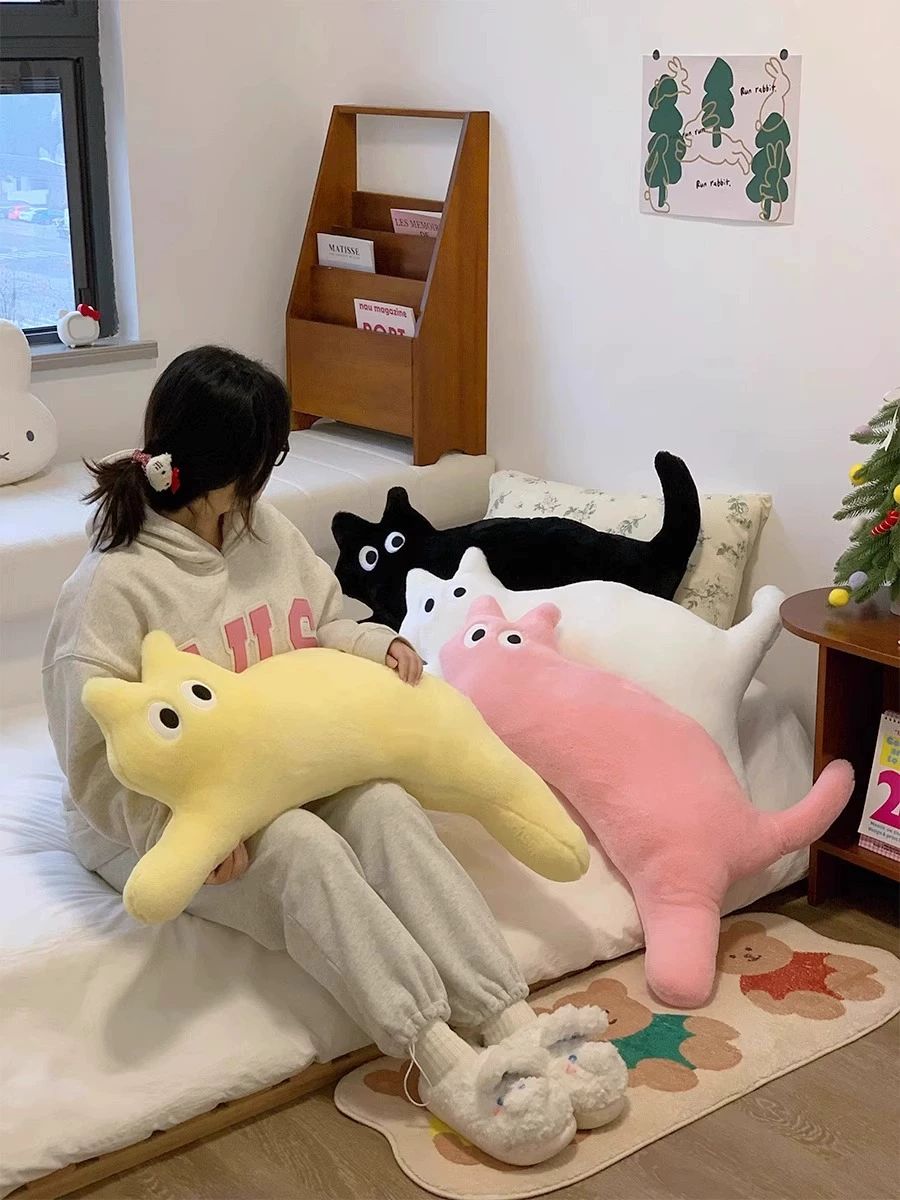고양이 모양 바디필로우 쿠션 부드러운 인테리어 퍼 인형 - 상세 이미지 2