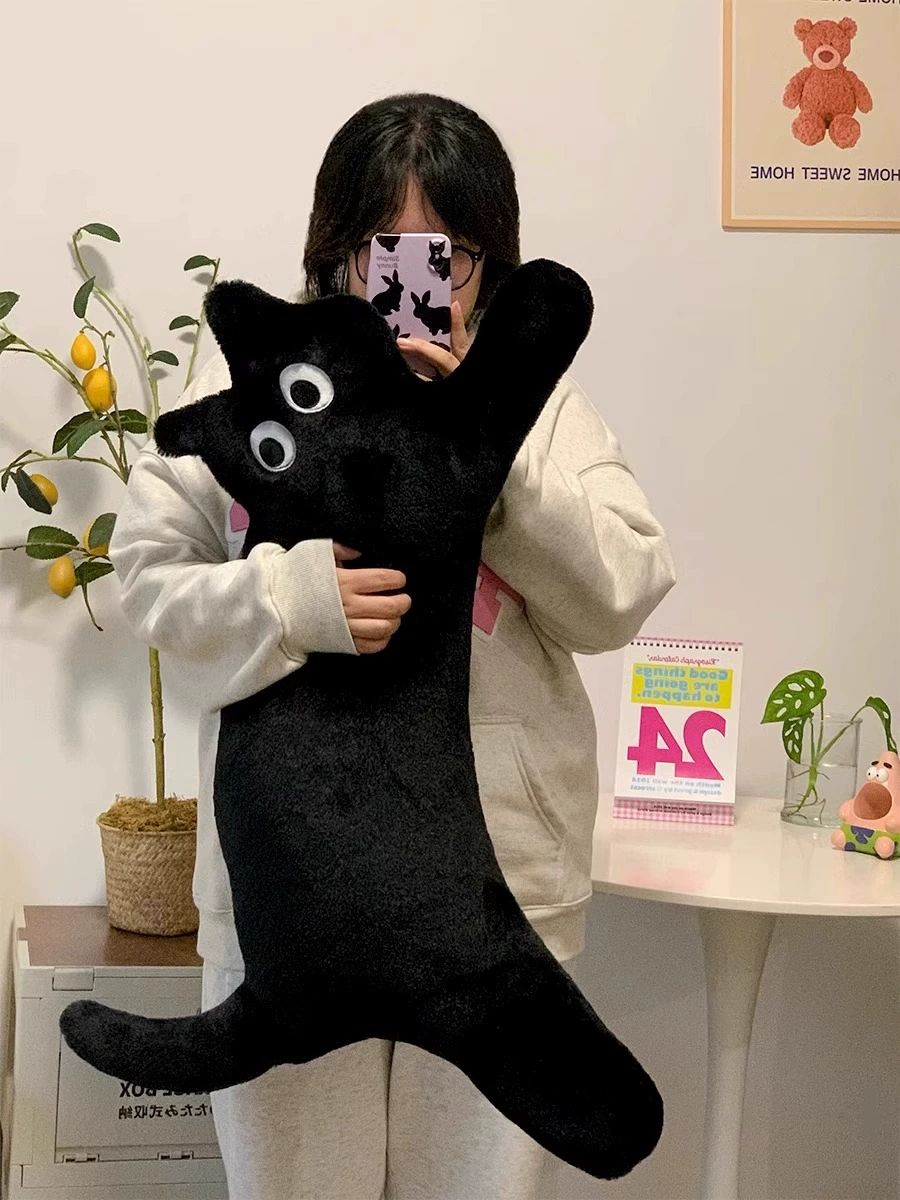 고양이 모양 바디필로우 쿠션 부드러운 인테리어 퍼 인형 - 상세 이미지 3