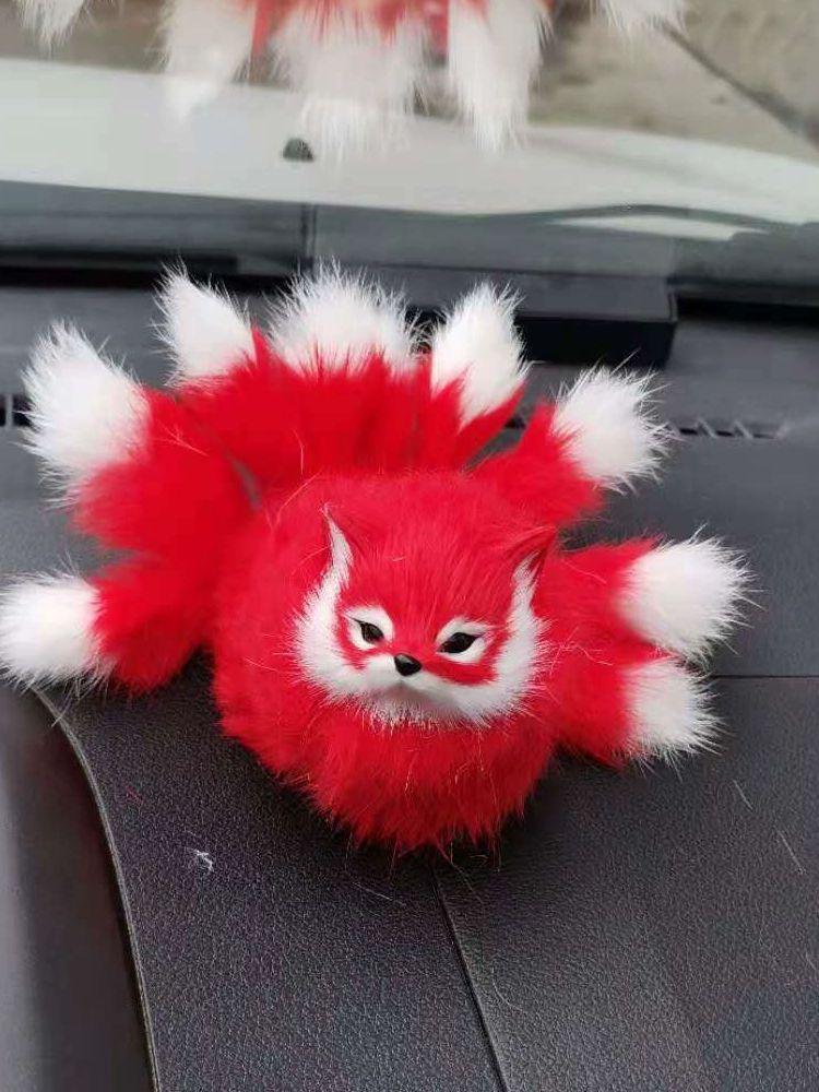 인형 동물 플러시 구미호 여우 모형 소품 책상 장식 작은 누운 여우 화이트 18cm 7.5cm B - 상품 이미지