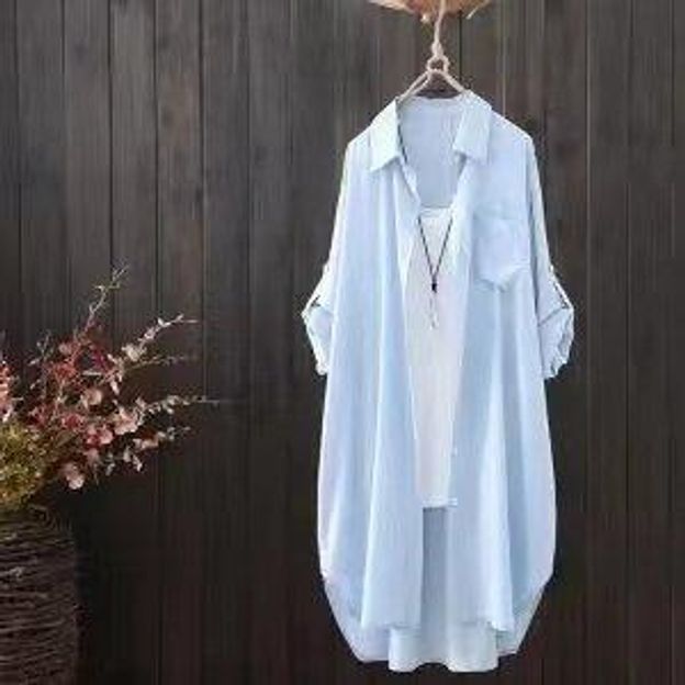 여성 여름 화이트 롱 가디건 자외선 차단 휴양지 코디 - 상세 이미지 4