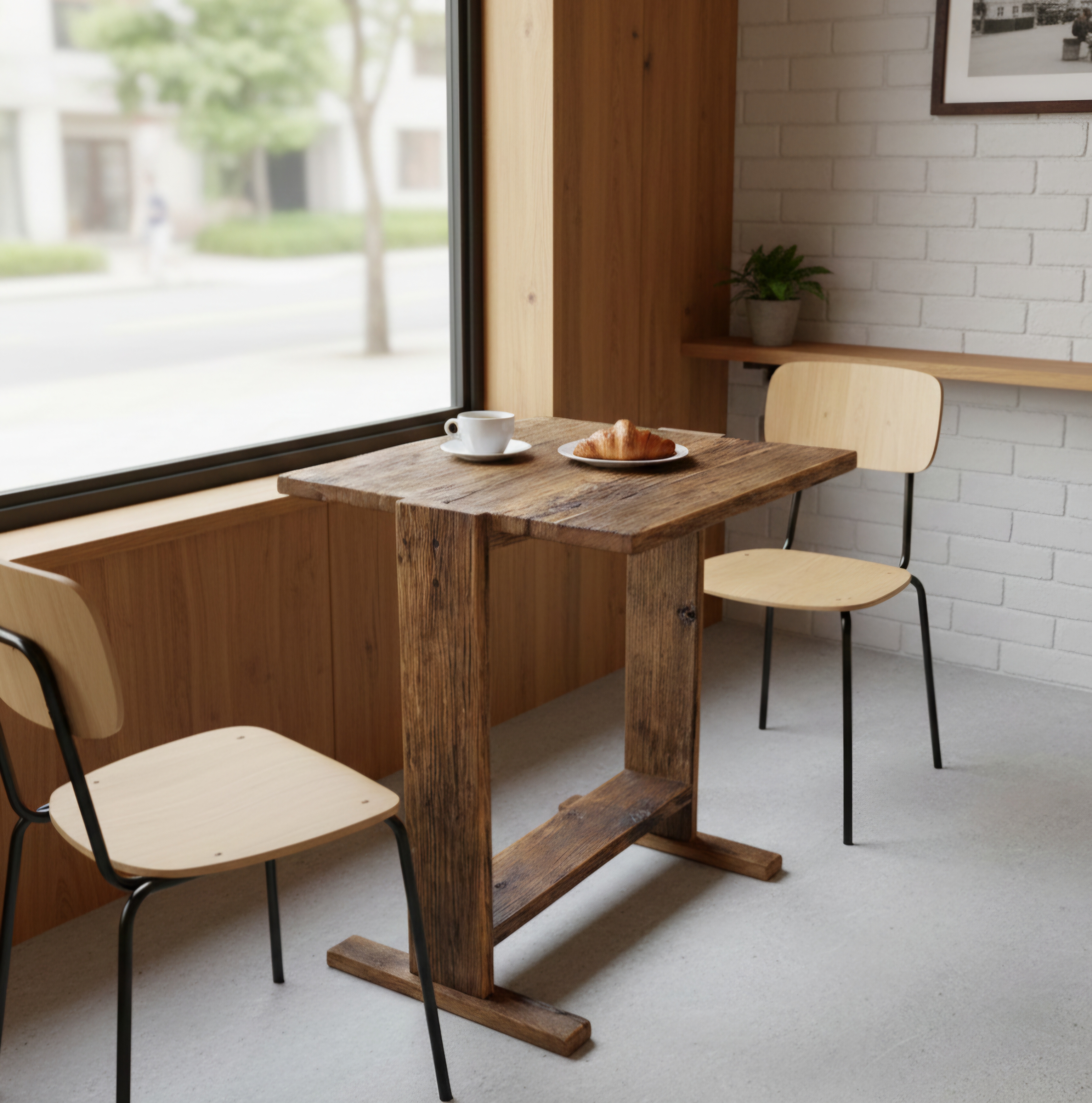 100년 이상 된  올드오크 빈티지 엔틱 러스틱 고재 2인용 카페 커피숍 테이블 주문제작