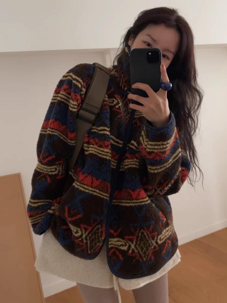 나는솔로 29기 정숙 에스닉 뽀글이 집업 자켓 후리스 의상 - 상세 이미지 3