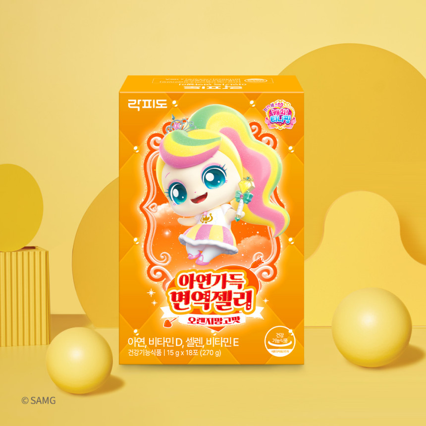 [시즌6] 락피도 캐치티니핑 뽀니핑 아연가득 면역젤리 오렌지망고맛 15g 18포, 3개