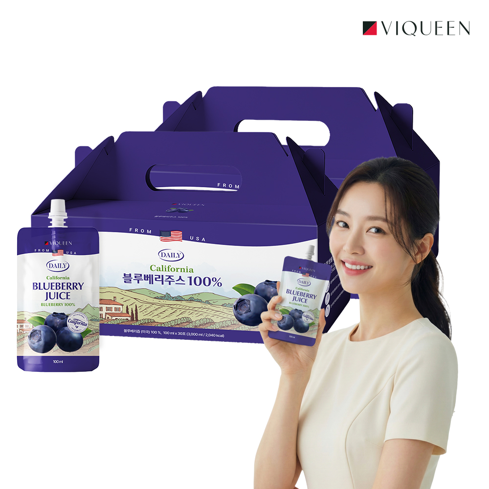 [1+1] 바이퀸 블루베리 주스 즙 100% 원액 100ml 30포 (한포에 200알) 제품 이미지