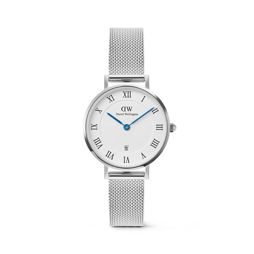 다니엘 웰링턴 PETITE ROMAN NUMERALS DATE 여성 실버메탈 손목시계 - 상품 이미지