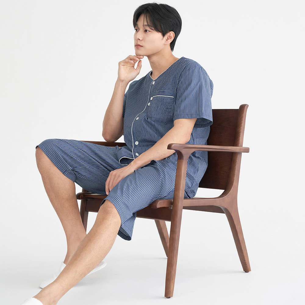 네이비ST 남성 여름 반팔 순면 아사면 잠옷 파자마 홈웨어 세트 가격 비교 MAY FLOWER 네이비ST 남성 여름 반팔 순면 아사면 잠옷 파자마 홈웨어 세트