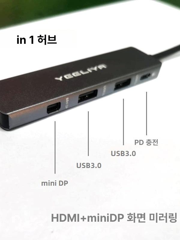 타입C 허브 확장 어댑터 C타입 멀티허브 젠더 충전 4-in-1 듀얼 HDMI 모델 - 상세 이미지 4