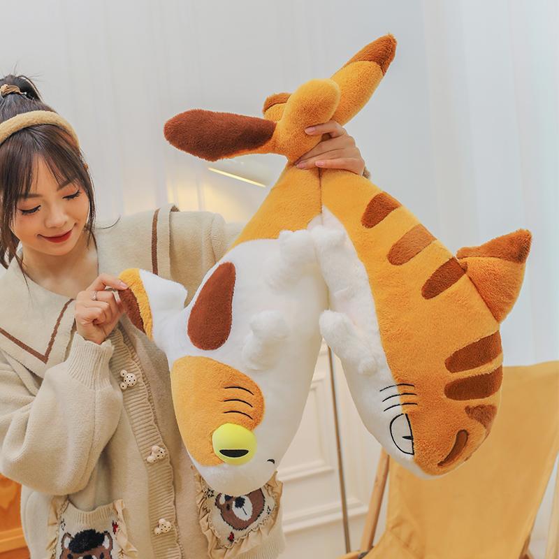 상어 애착 인형 모찌 촉감 거대 플러시 안고자는 롱쿠션 라지 오렌지 샤크 캣 150cm - 상세 이미지 5