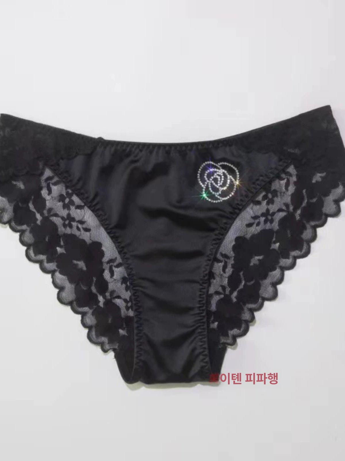 여성용 실크 새틴 팬티 레이스 신혼 삼각 선물용 - 상세 이미지 5