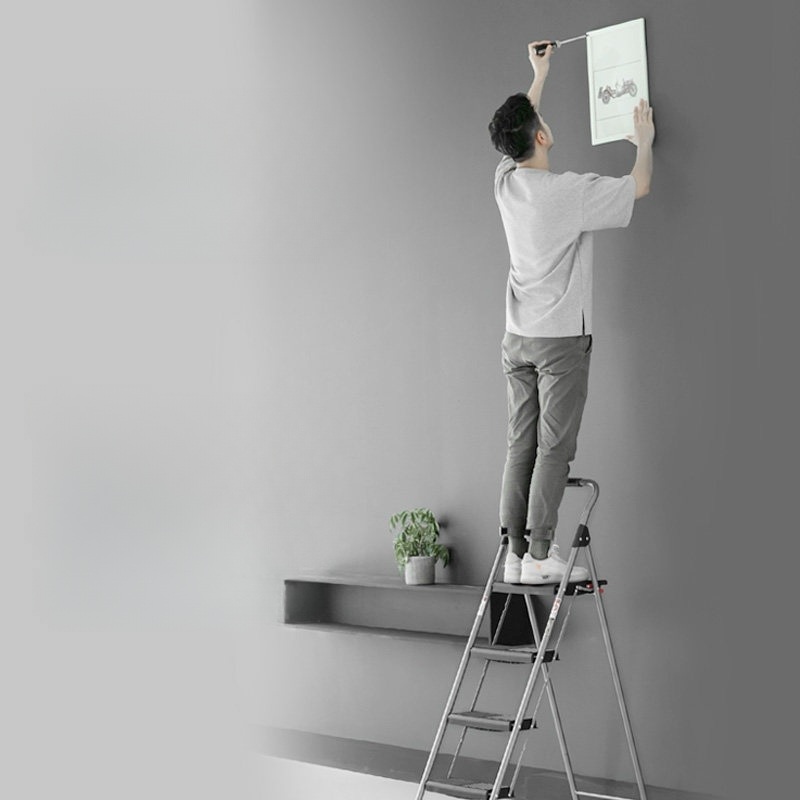 접이식 사다리 계단 튼튼한 고강도 스틸 프레임 넓고 미끄럼방지 안전 발판 2단 52cm - 상세 이미지 3