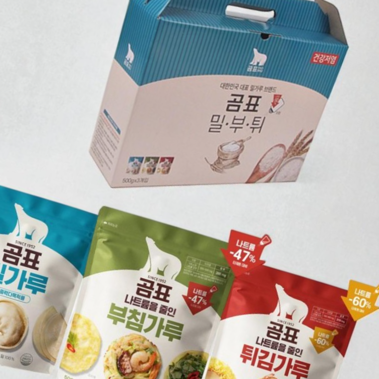 명절 추석 곰표 3종 나트륨을 줄인 밀부튀 밀가루 선물세트 - 상품 이미지