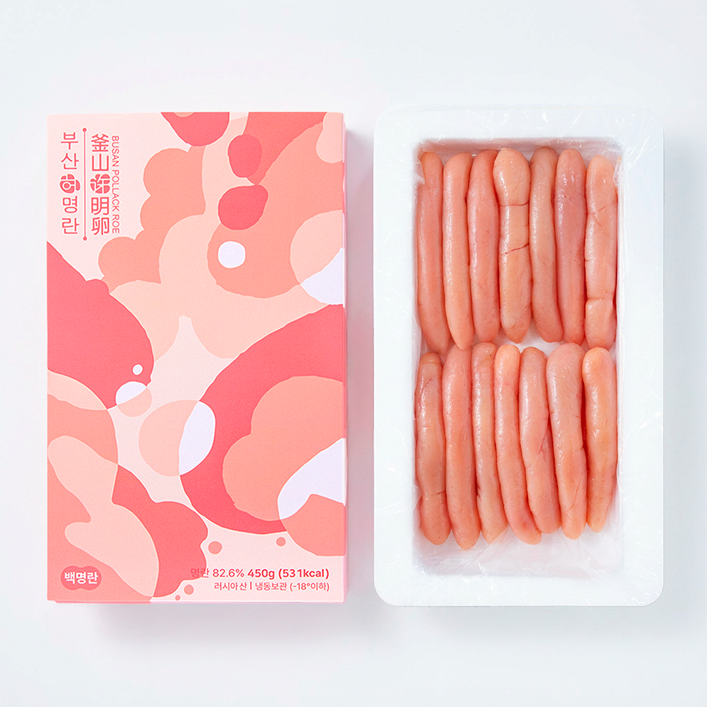 저염 무색소 백명란 450g 백명란젓 명란 구이 젓갈 구이용 냉동 선동 정란 온명란 젖 - 상품 이미지