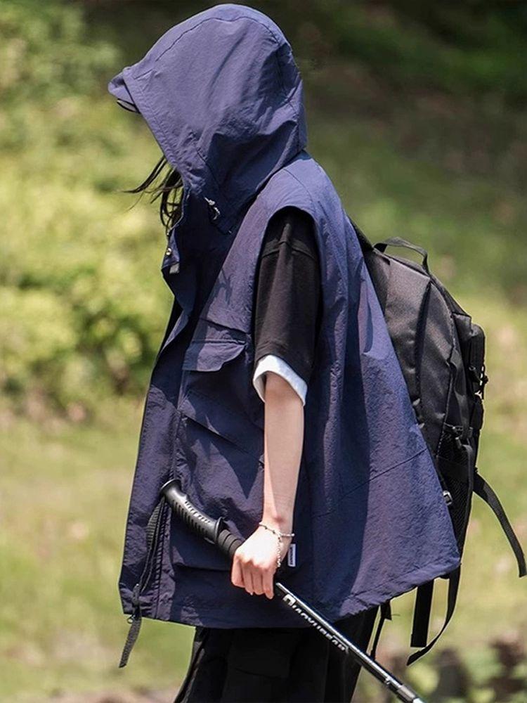 여성 바람막이 야상 조끼 간절기 집업 바스락 여름 점퍼 - 상세 이미지 5