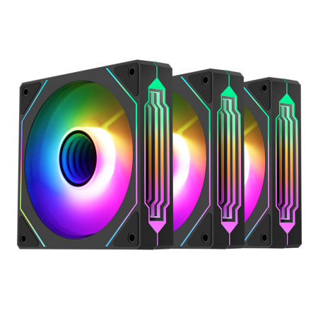 세고텝 Segotep NR12 ARGB PWM 리버스 시스템 케이스 쿨러 (3팩, 블랙)