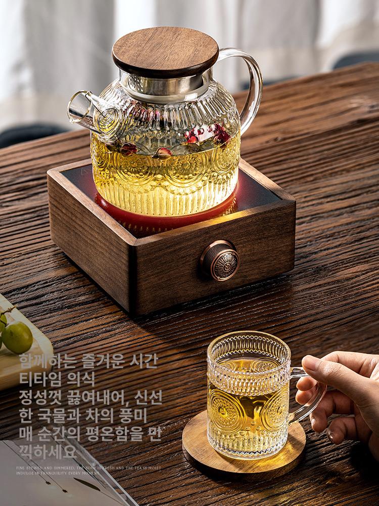 내열 유리병 가정용 밀폐 식당용 카페용 저그 주스 유리 태양꽃 차 1000ml 호두나무 뚜껑 901ml-1l - 상세 이미지 3