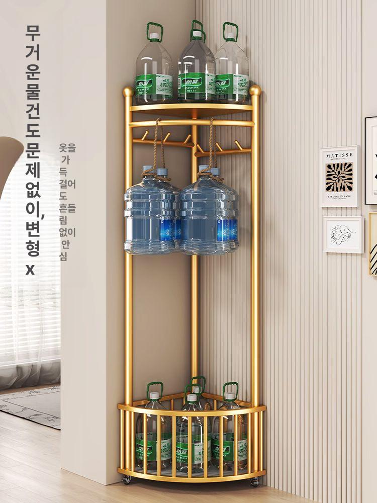 스텐드 틈새 옷걸이 원룸 철제 코트 대형 헹거 드레스룸 럭셔리골드 속이빈메쉬바구니 + 바퀴 - 상세 이미지 5