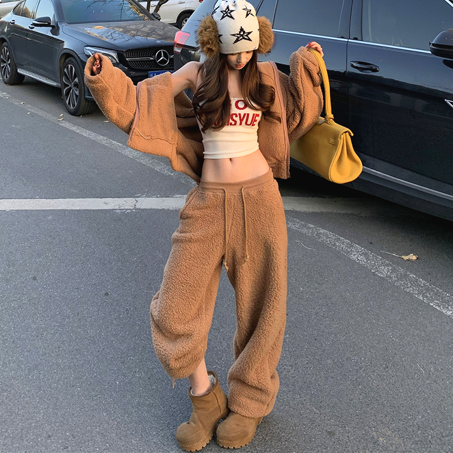 양털후드집업세트 조거팬츠 나시 트레이닝세트 (2color) - 상품 이미지