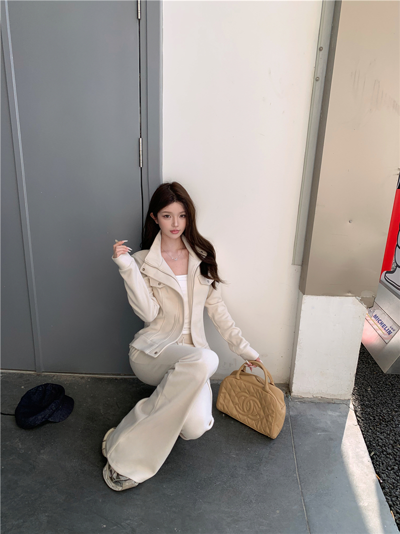 아이보리 투피스 포켓집업 자켓세트 부츠컷팬츠 - 상세 이미지 4