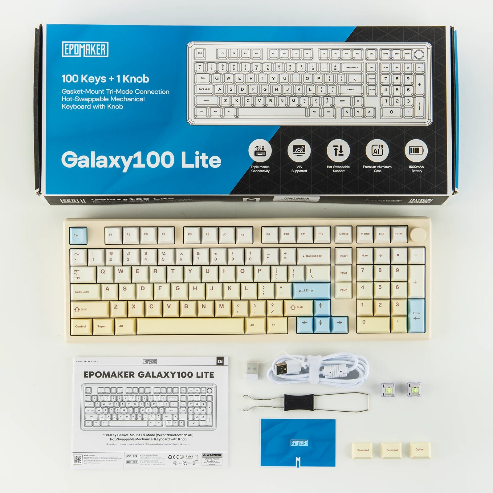 에포메이커 갤럭시 Galaxy 100lite 유무선 조약돌 키보드(한글) 옐로우, 마블 화이트 이미지 8
