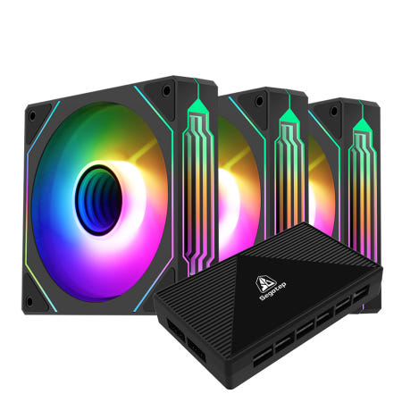 세고텝 Segotep NR12 ARGB PWM 리버스 KIT 시스템 케이스 쿨러 (컨트롤러/3팩, 블랙)