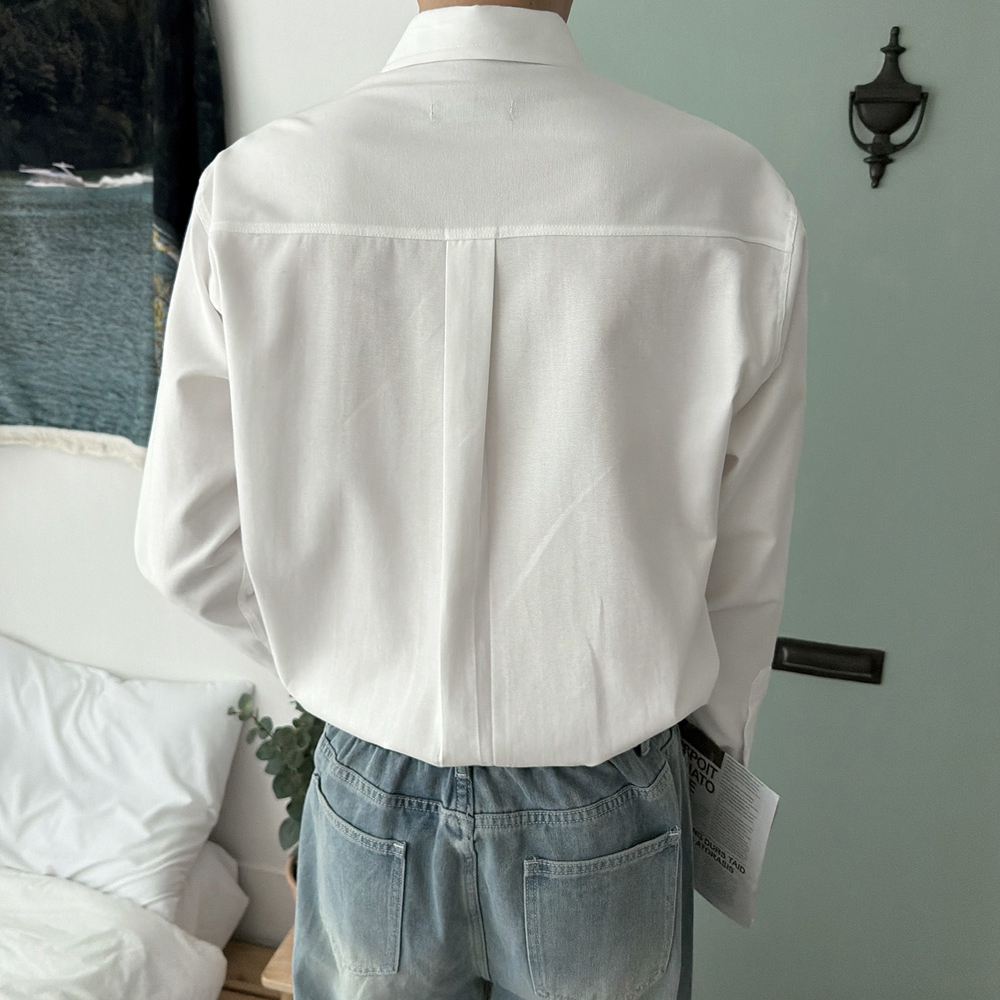 남자 마르 오버핏 봄 가을 옥스포드 셔츠 남방 이미지 6