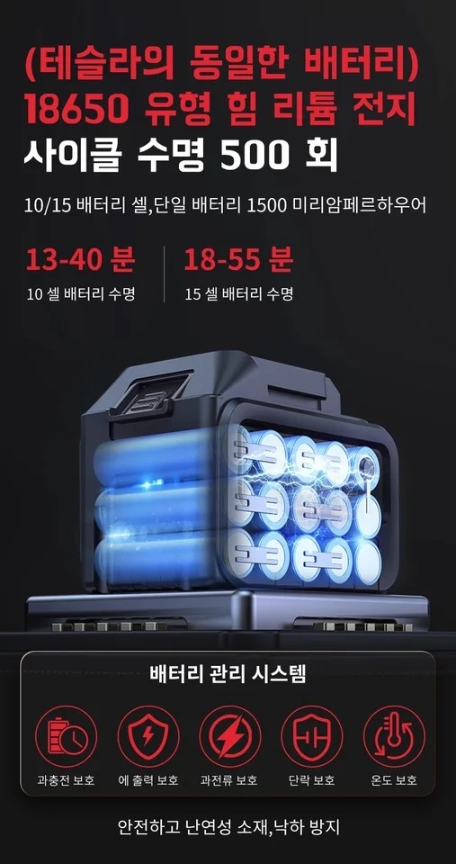 초강력 무선 대포송풍기 제설 낙엽 청소 블로워 3td 15셀 배터리 2개 1세트 - 상세 이미지 3