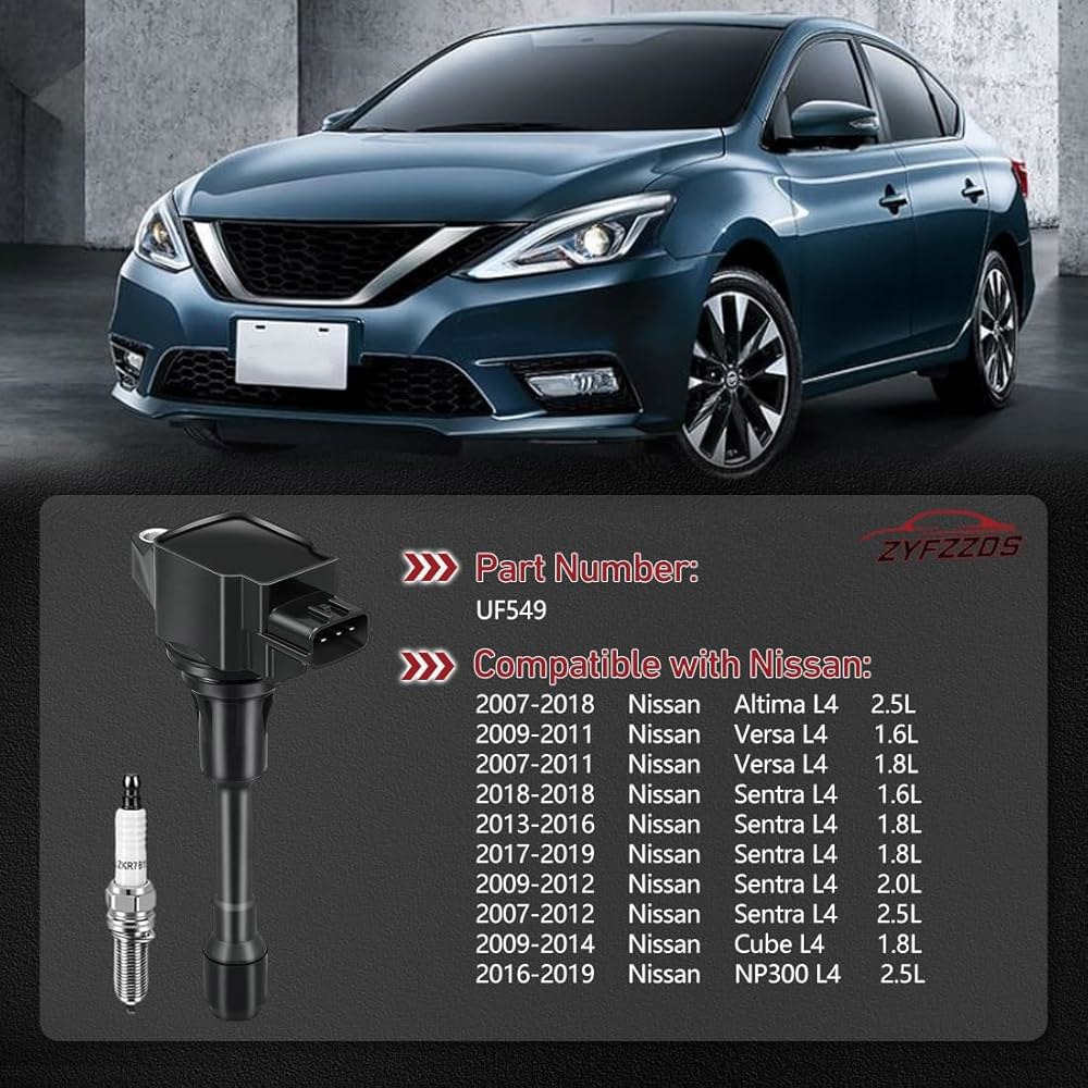 닛산 알티마, 베르사, 센트라, 로그, 큐브, NV200 1.6L 1.8L 2.0L 2.5L, UF549 9029를 대체하는 점화 코일 팩 및 스파크 플러그 4종 세트 - 상세 이미지 2
