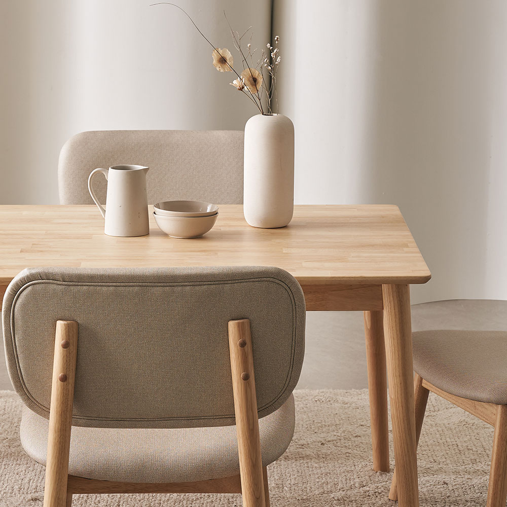 장인가구 칸토르모노 패밀리 원목 낮은식탁 6인 식탁세트 1800 테이블 의자3 벤치1