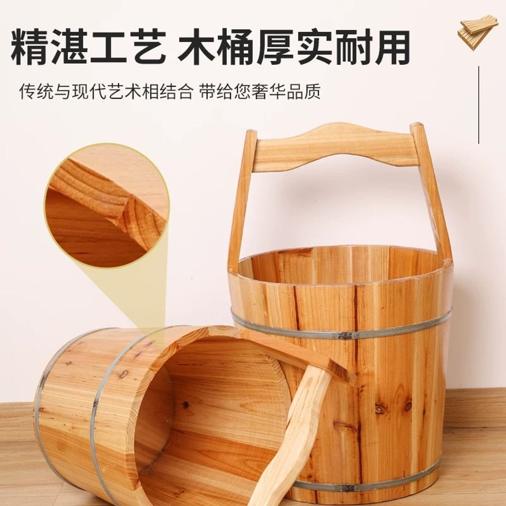 히노끼바가지 샤워 원목 양동이 욕실 대야 목공소 물주걱 - 상세 이미지 3