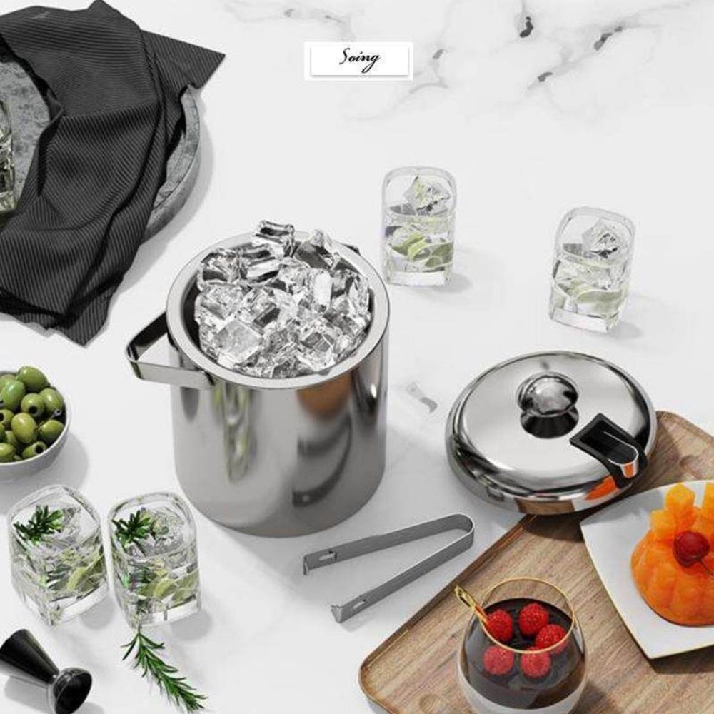 스텐레스 아이스 버킷 쿨러 스텐 칠링 MA025 4L 아이스버킷 3.5L 블랙 아이스 버킷(뚜껑 삽) - 상품 이미지