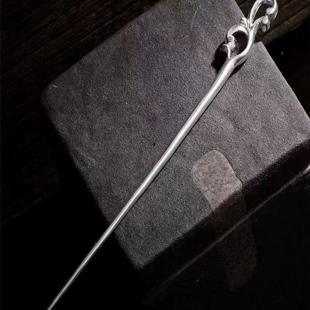 비녀 머리핀 헤어 피안화 비녀한복 연매화 순은 꽃 큰 모던 A. 빈티지 헤어핀 18.5cm - 상세 이미지 3
