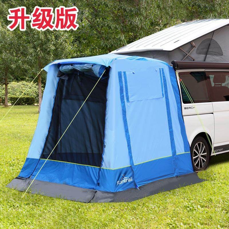 차박 꼬리 텐트 기본형 원터치 SUV 도킹 트렁크 카 카크닉 트임 도킹텐트 회색-파란색 블록 - 상세 이미지 4