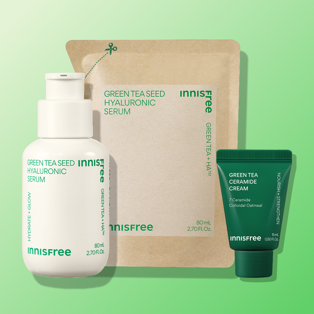 이니스프리 그린티 씨드 히알루론산 수분세럼 / 진정 보습 속건조 화잘먹 (본품 80mL + 리필 80mL) 제품 이미지
