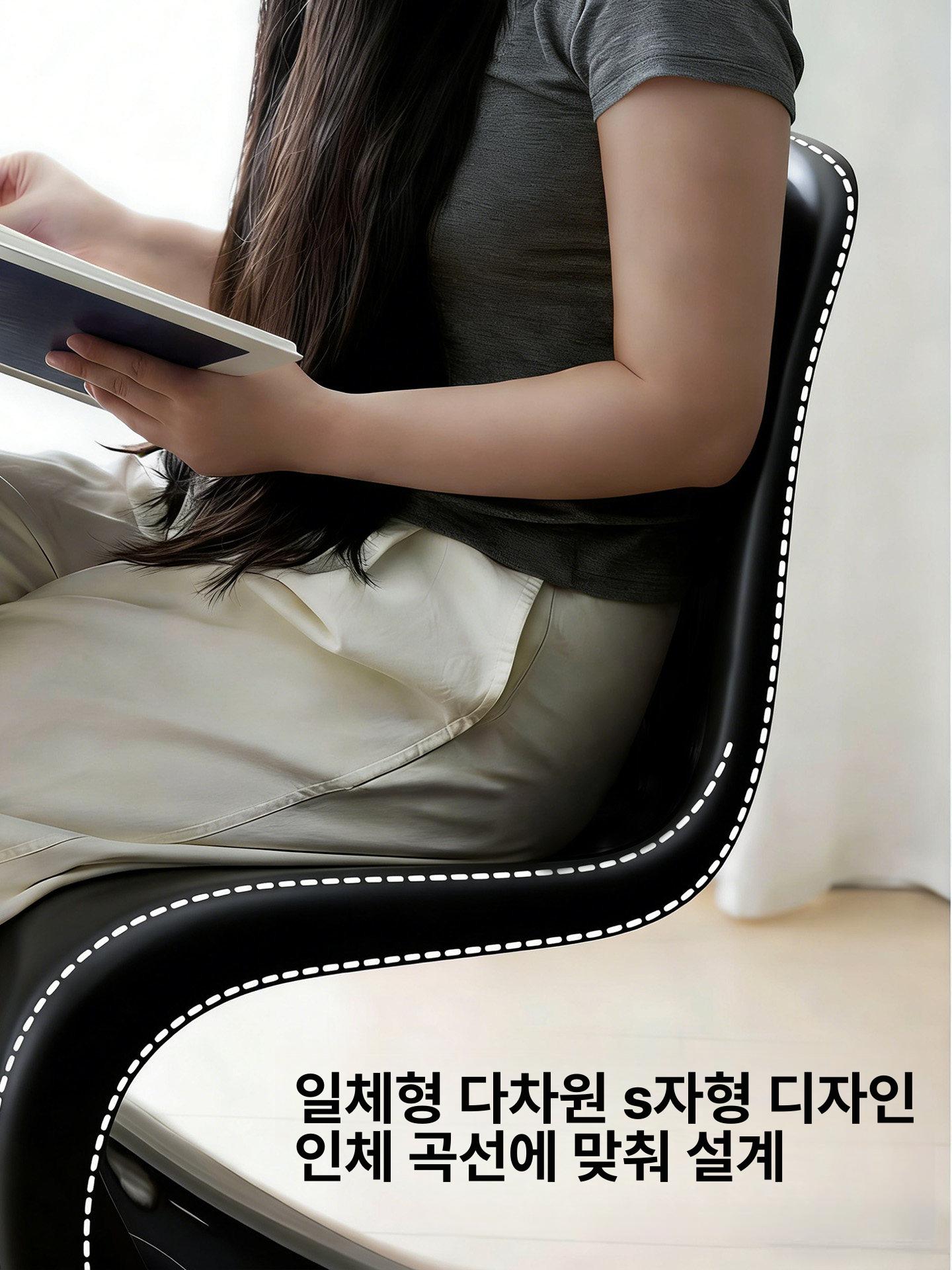 S자 스툴 플라스틱 곡선 행사용 야외 카페 체어 간이 글로시 빈티지블랙 - 상세 이미지 4