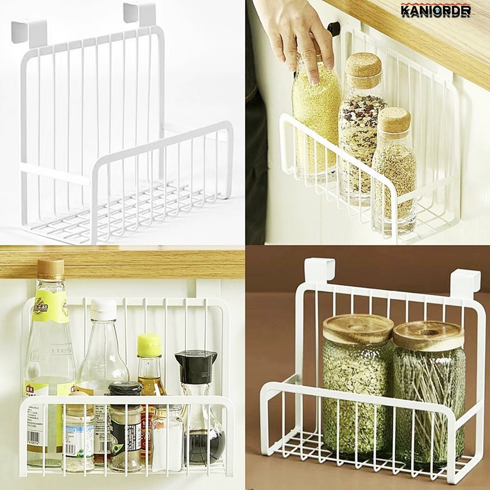 주방 수납 걸이 문에거는 조리도구 선반 양념통 거치대 화이트 - 상품 이미지