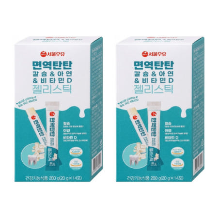 서울우유 면역탄탄 칼슘 & 아연 & 비타민D 젤리스틱 20g x 14p, 2개
