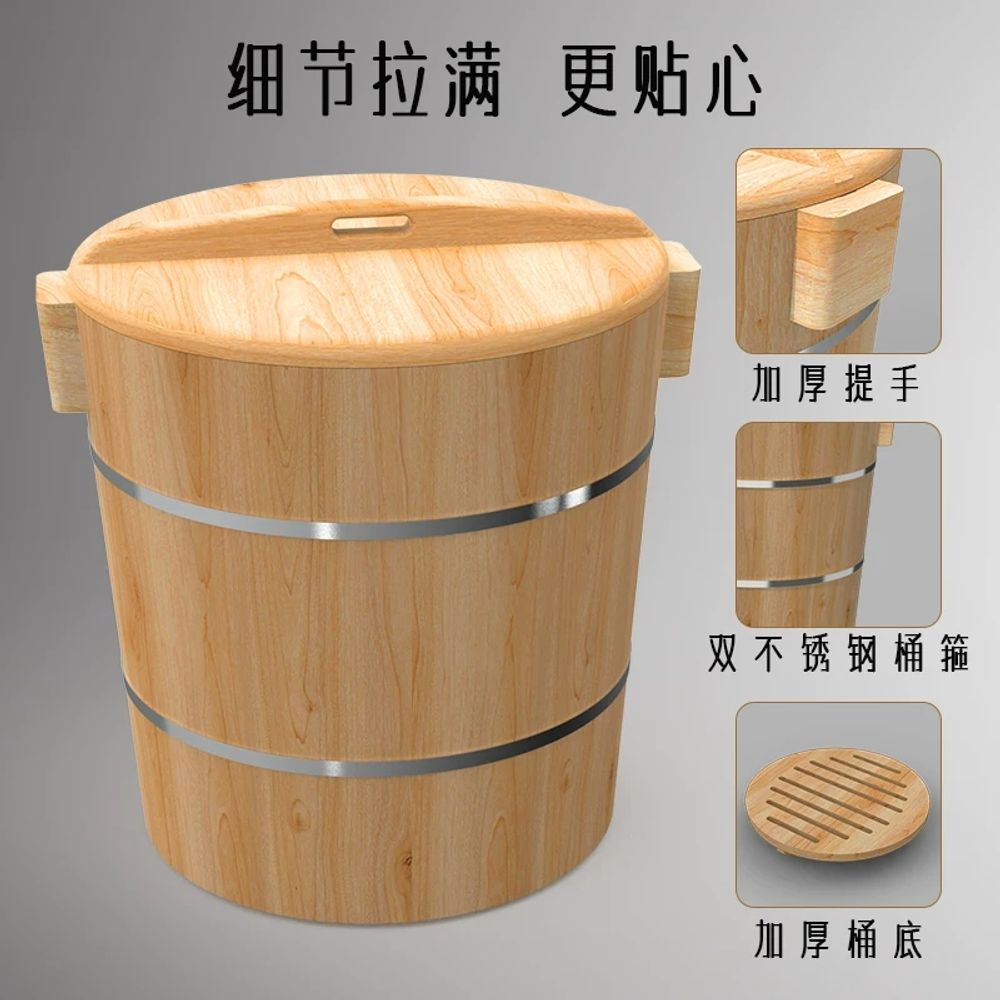 편백나무 히노끼탕 반신욕 90x60x65cm가로 폭 A. 21CM는 1.5마리약 34명를 찌를 수 있습니다. 가정용 찜천과 밥숟가락이 함께 제공됩니다., A. 뚜껑 포함 - 상세 이미지 3