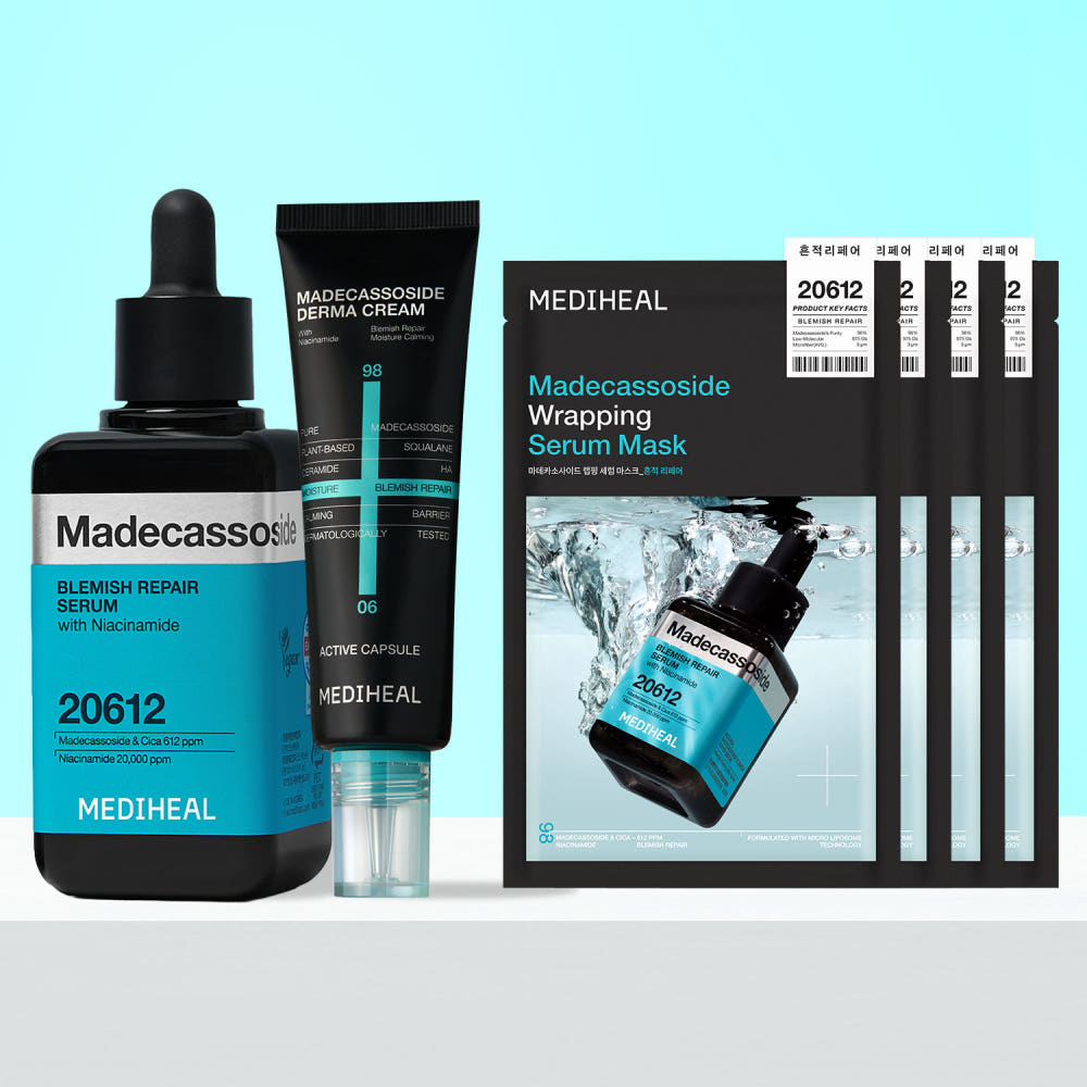 메디힐 마데카소사이드 세럼 100ml + 크림 50ml + 마스크 4장