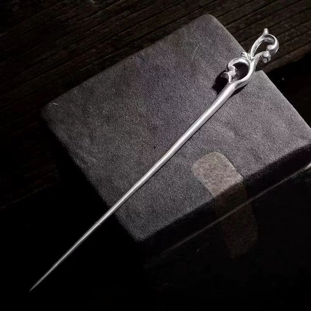 비녀 머리핀 헤어 피안화 비녀한복 연매화 순은 꽃 큰 모던 A. 빈티지 헤어핀 18.5cm - 상세 이미지 2