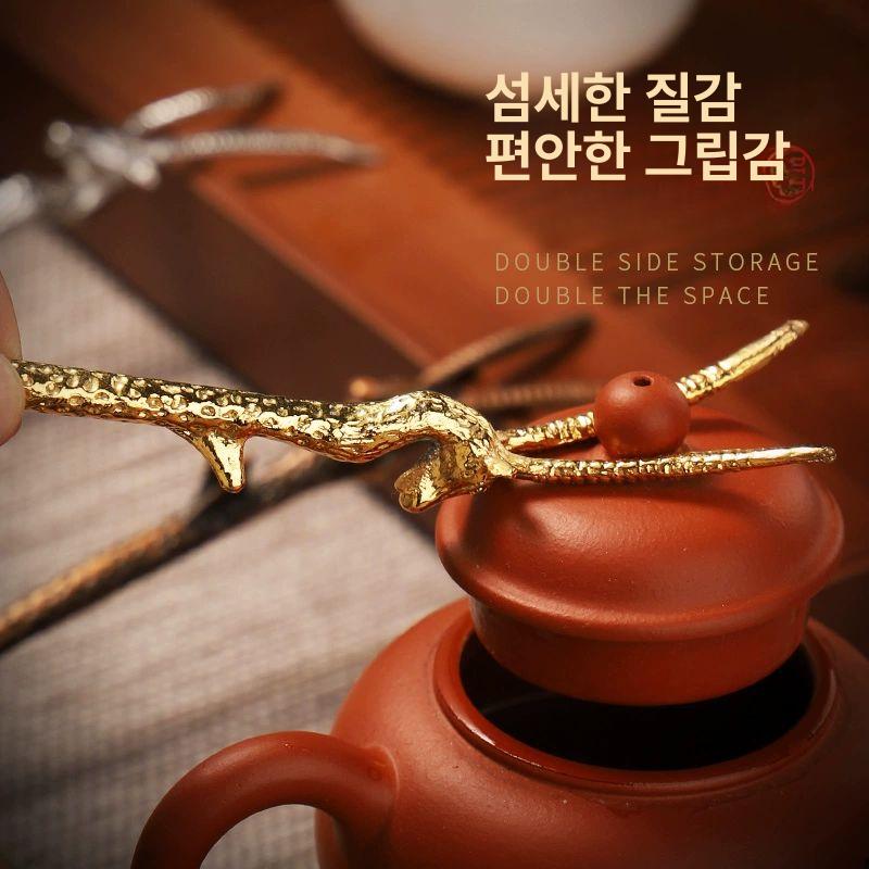 주전자 뚜껑집게 흑단 뚜껑 차집게 차도구 집게 찻주전자 여름 나비 포크 - 상세 이미지 5