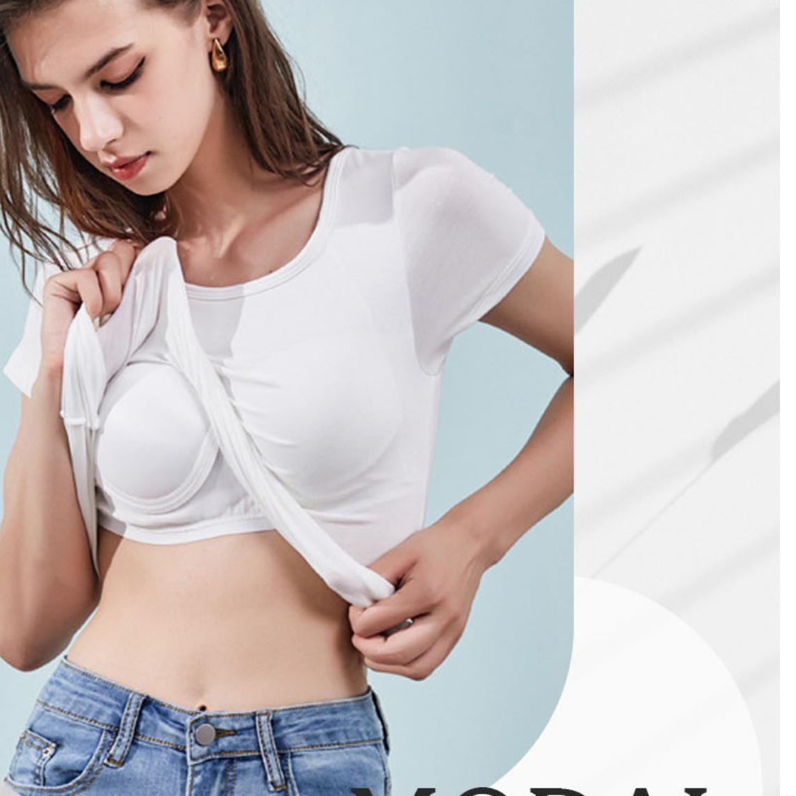패드 티 캡 내장 반팔티 브라일체형티셔츠 이미지 4