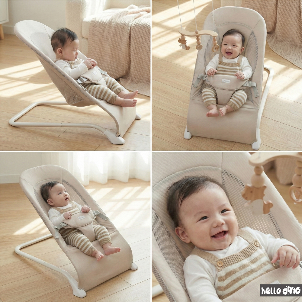 헬로디노 휴대용 아기 바운서 전용패키지 신생아 흔들의자